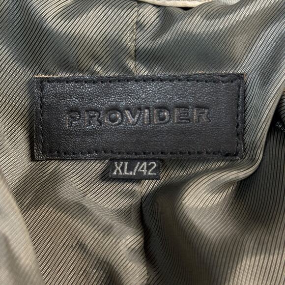 Provider Sunburst Leather Military Jacket Womens SZ XL Gray Studded Moto Chic - Picture 10 of 13